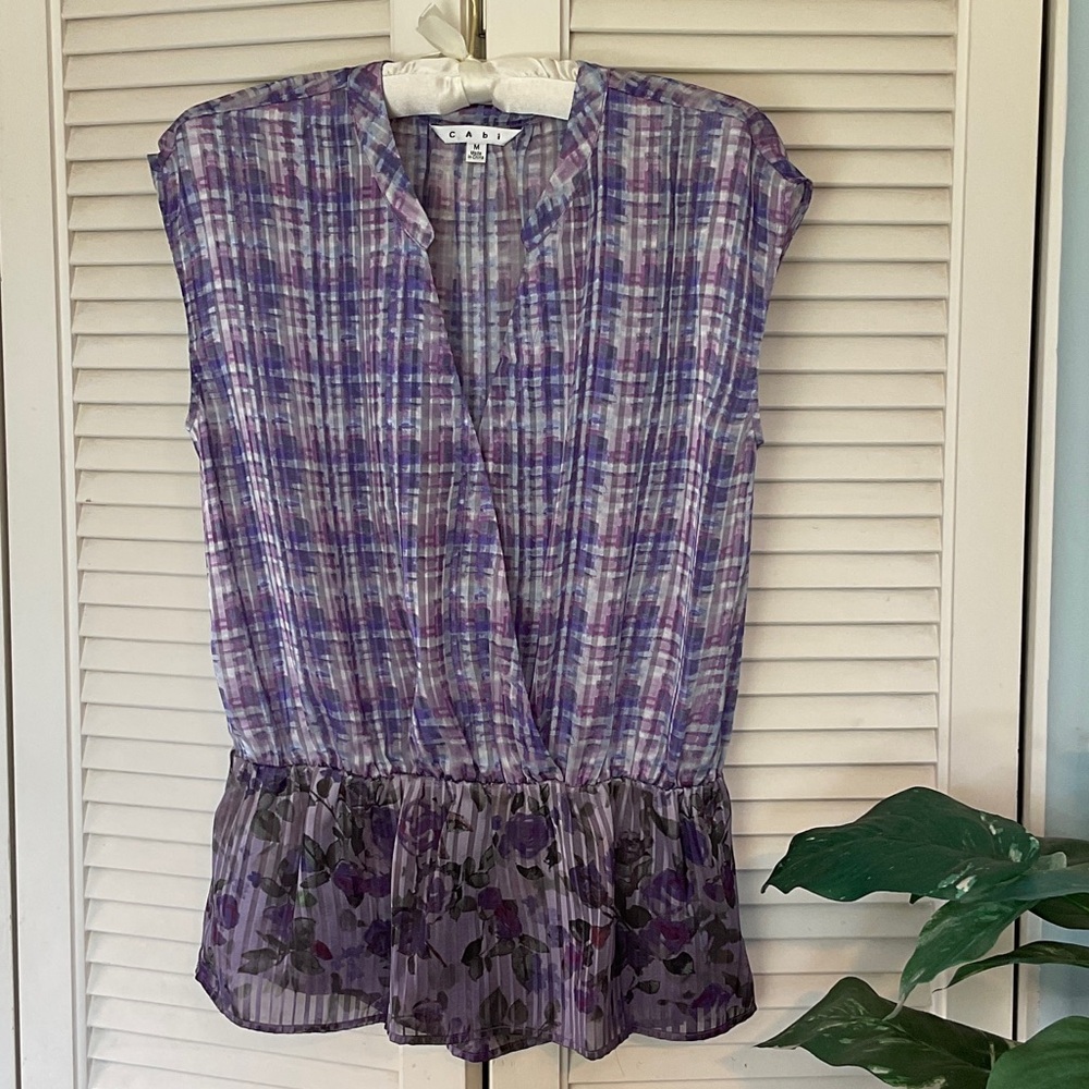 CAbi Eva Purple Plaid Women's Blouse